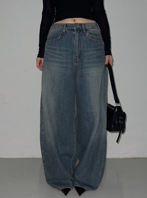 새상품-포인트 와이드 데님