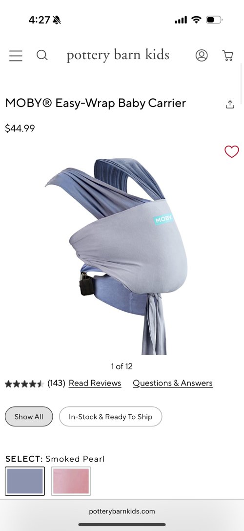 Moby easy wrap baby carrier
