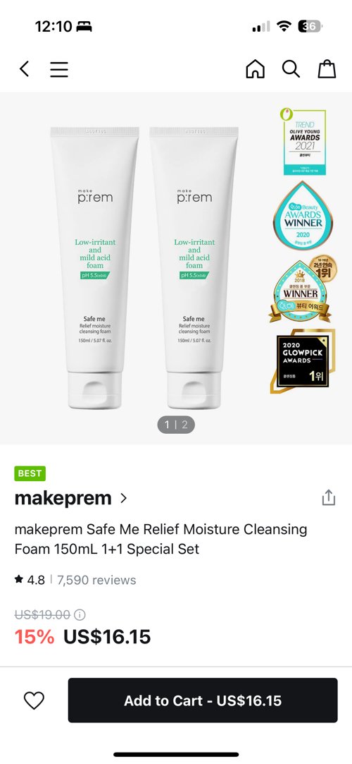 메이크프렘 모이스쳐 클렌징 폼 (x1) 150ml Makeprem