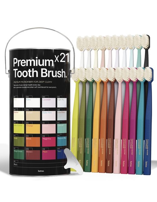 헤트라스 프리미엄 칫솔 부드러운 이중미세모 칫솔 21개