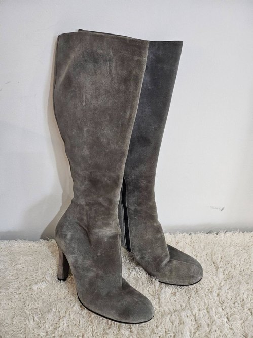 구찌 그레이 스웨이드 부츠 8.5