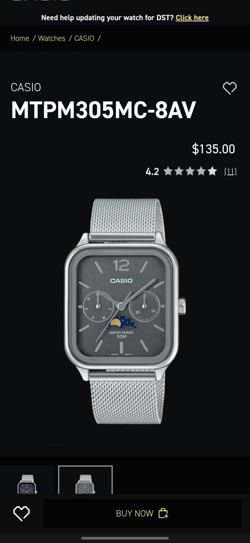 1회 착용 카시오 문페이지 시계판매합니다.