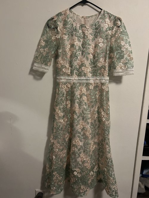 고급 자수 원피스 S 레이스 플라워 A라인 미디롱 하객룩 파티 일상 패션