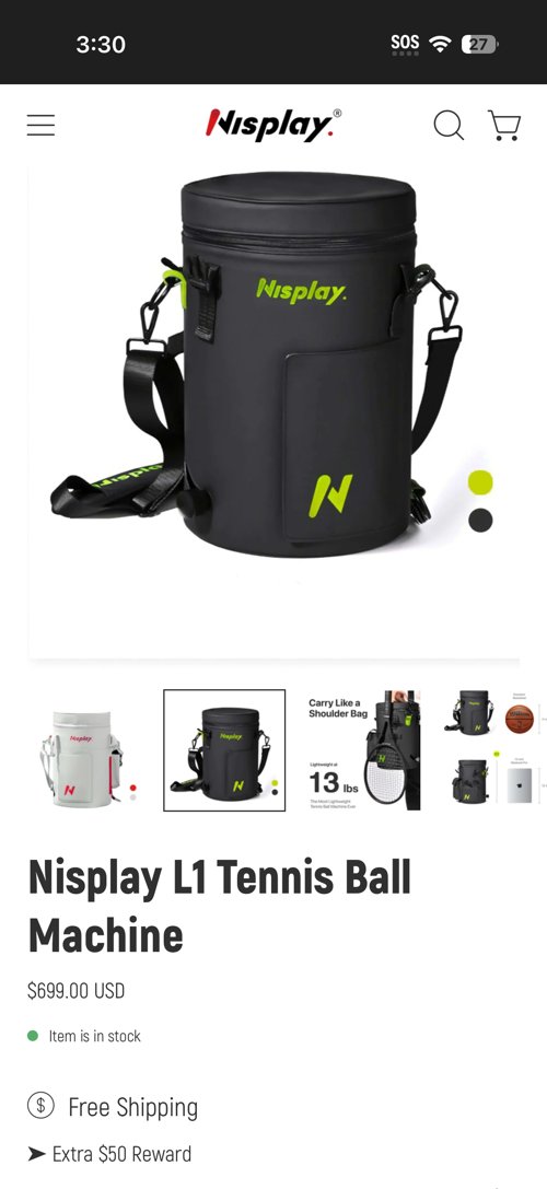 Nisplay L1 Tennis Ball Machine