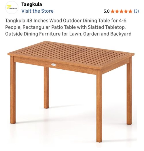 Tangkula 48인치 야외용 원목 테이블