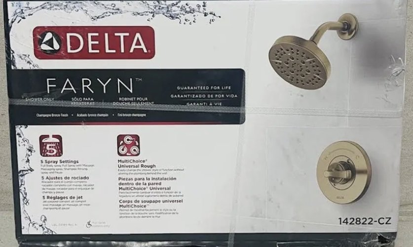 새상품 Delta Faryn 1 Handle 5-Spray Shower Faucet & Handle, Stainless Steel