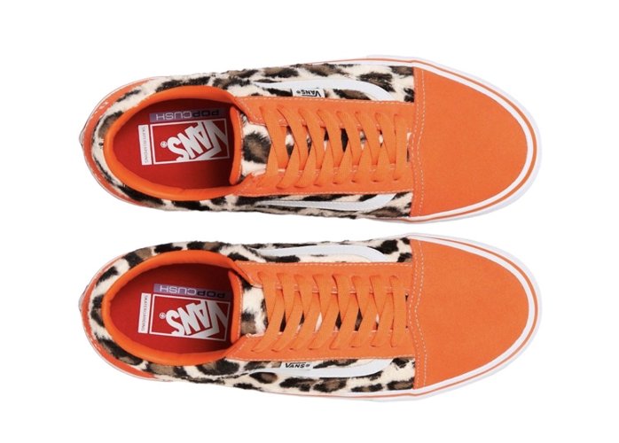 정품 새상품 260 반스 슈프림 레오파드 올드 스쿨 오렌지 운동화 신발