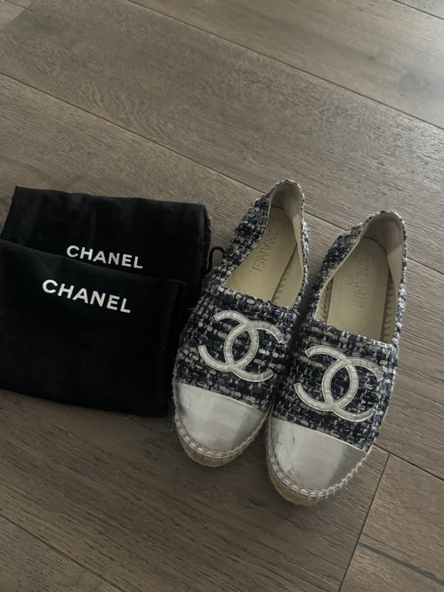 Chanel 샤넬 트위드 실버 에스파듀 사이즈 38
