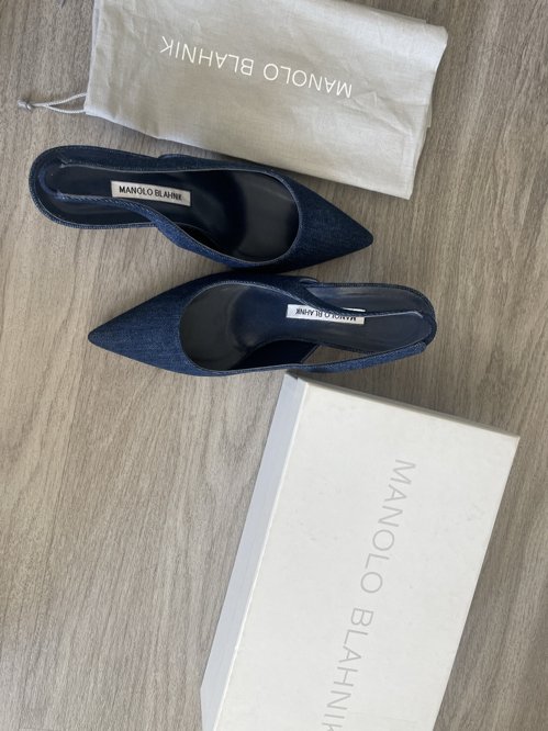 Manolo Blahnik Denim Slingback Pumps