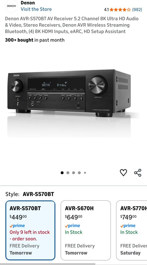 DENON AVR-S570BT 리시버