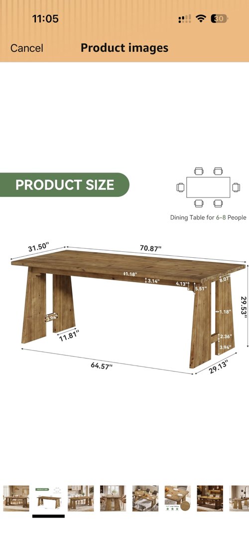 6인 원목테이블(미사용 하자제품)