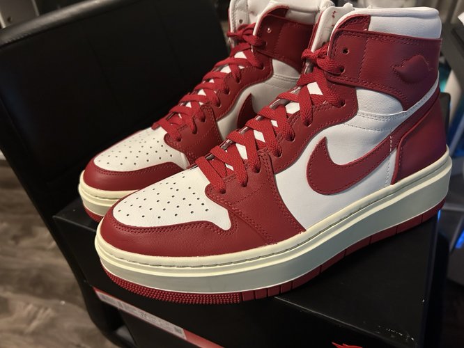 나이키 9.5, 11 ,265 ,280 W) 조던 1 엘리베이트 하이 바시티 레드