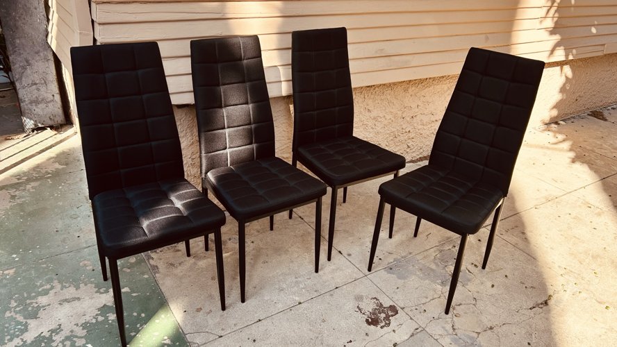 블랙 패브릭 식탁 의자 4개 세트