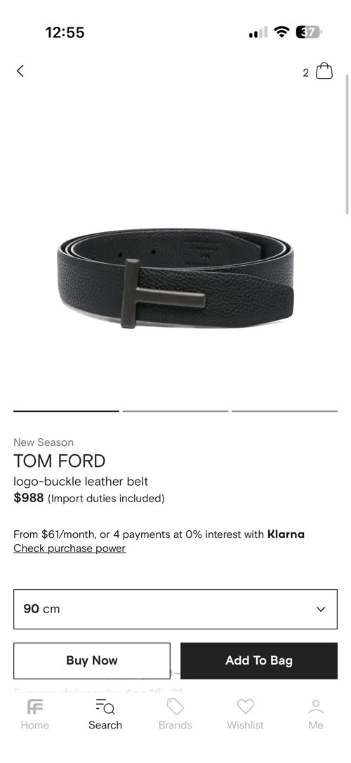 Tom ford belt size 90 new
