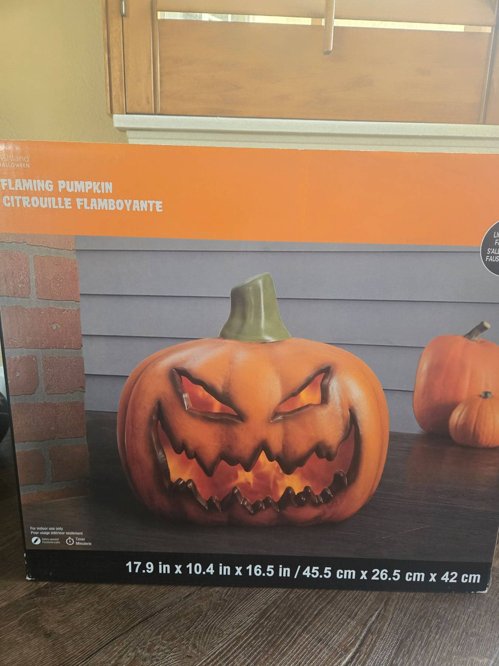 할로윈 호박 장식 세트 (대형 플레임 펌킨 포함 총 4개)