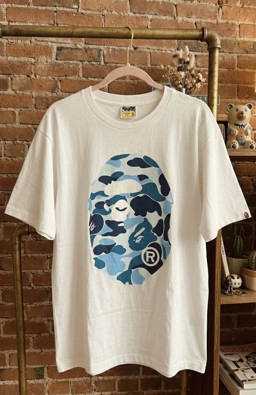 정품 베이프(BAPE) 블루카모 빅로고 티셔츠