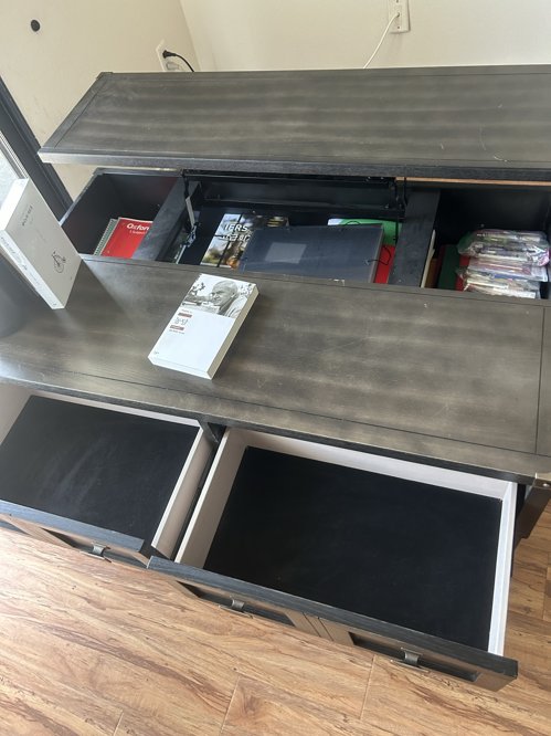 원목 리프트업 수납형 테이블 (서랍+상부수납) / 커피테이블 / TV장 / 다용도 가구